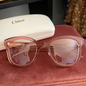 chloe transparent pink eyeglasses
